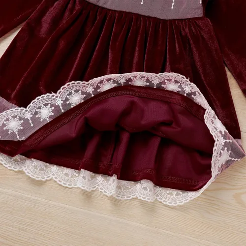 Miniatura 12 de IDOPIP Vestido tutú de terciopelo para niñas pequeñas, vestido de manga larga para princesa, Navidad, cumpleaños, fiesta, boda, vestidos de otoño e