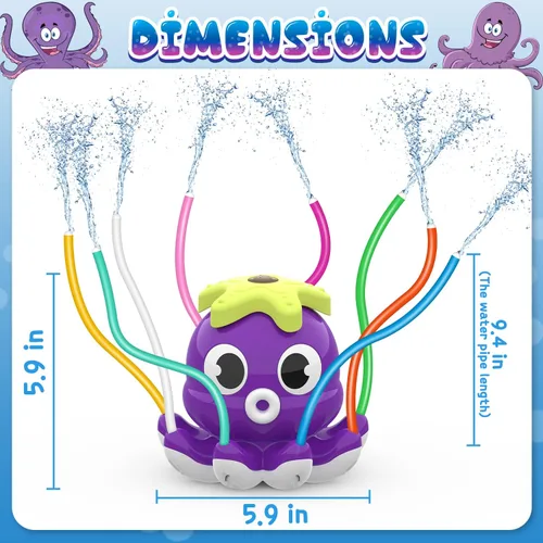 Miniatura 7 de SAMTOP Rociador de agua para exteriores para niños y niños pequeños, juguetes de verano al aire libre con 8 tubos de agitación, se fija a