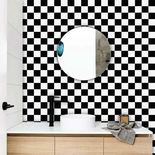 Miniatura 4 de Hopepak Papel tapiz autoadhesivo de 17.7 x 197 pulgadas, color blanco y negro, papel de contacto extraíble para dormitorio, sala de estar