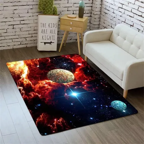 Miniatura 55 de Alfombra de espacio exterior para habitación de niños, 3 x 5 pies, alfombra Galaxy para dormitorio de niños, suave, antideslizante, sistema solar