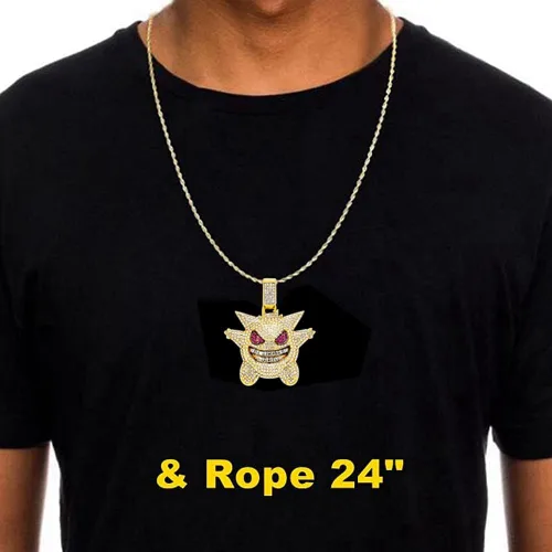 Miniatura 6 de HH Bling Empire Iced Out Bling Cz Corona Rey Diamante Plata Oro Collares de cadena colgante de hip hop para hombre.