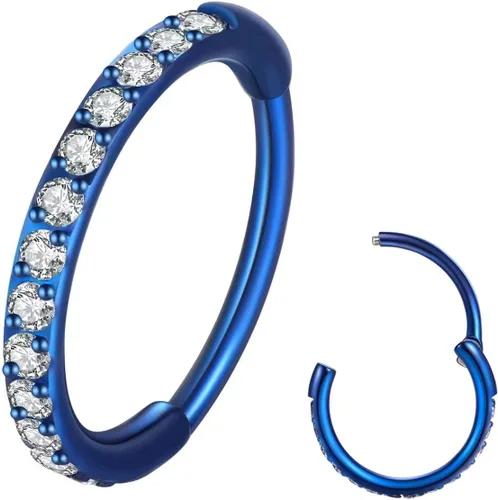 Miniatura 9 de Aretes de acero quirúrgico 316L con circonia cúbica transparente, para cartílago, concha, hélix, rook, tragus, lóbulo, piercing para el cuerpo