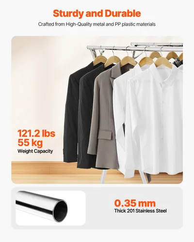 Miniatura 3 de VEVOR Estante de secado de ropa, 2 niveles, telescópico para secadora de ropa, estantes de secado de acero inoxidable con 30 agujeros a prueba