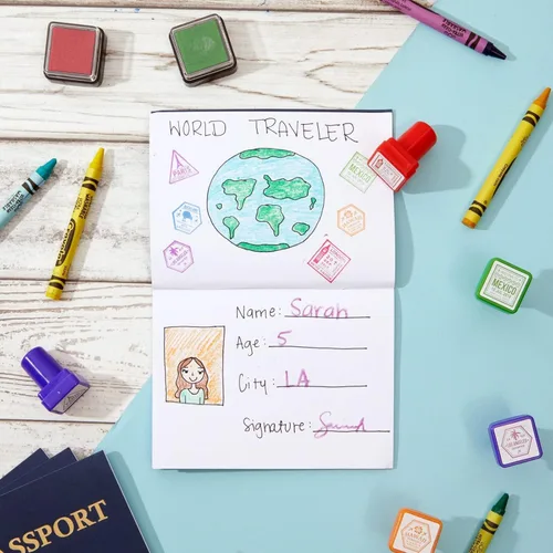 Miniatura 2 de Juvale Libro de pasaporte para niños, paquete de 24, 4.1 x 5.6 pulgadas, tapa suave azul y páginas lisas, cuaderno de pasaporte de juego