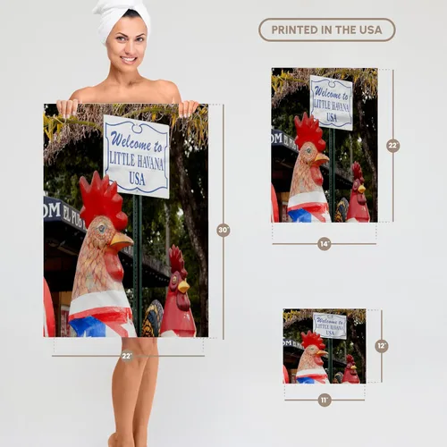 Miniatura 6 de 3dRose Toalla de baño de mano para piscina de 22 x 30 - Estados Unidos, Florida, Miami, Little Havana, Esculturas de gallo y letrero. Signos