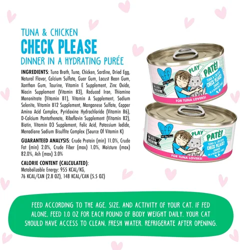 Miniatura 4 de B.F.F. PLAY - Best Feline Friend Paté Lovers, Aw Yeah!, Atún & Chicken Check Please! con atún y pollo, lata de 2.8 onzas (paquete de 12)