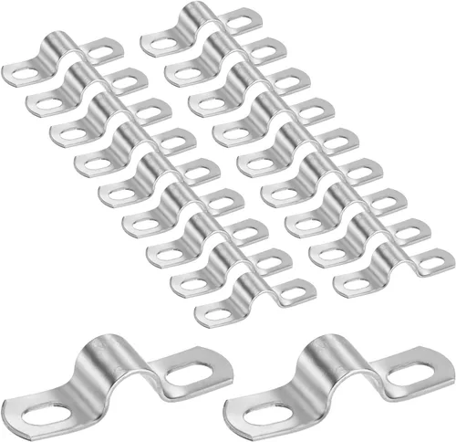Miniatura 48 de M METERXITY Paquete de 3 abrazaderas de conducto, correa rígida de acero inoxidable 304 de 3-1/2 pulgadas M89 U con 2 agujeros