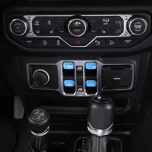 Miniatura 13 de Jimen Compatible con Jeep Wrangler JL JLU 2018-2023 y Jeep Gladiator JT 2020-2023, 4 piezas de cubierta de interruptor de botón de ventana