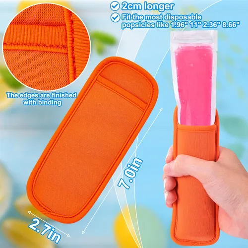 Miniatura 6 de AIERSA Juego de 8 soportes para paletas y fundas para paletas de hielo para niños, sin goteo, soporte de silicona para paletas con popote y fundas