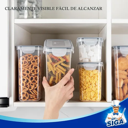 Miniatura 5 de MR.SIGA Juego de 12 recipientes herméticos para almacenamiento de alimentos, sin BPA, organización de despensa de cocina, recipientes de cocina