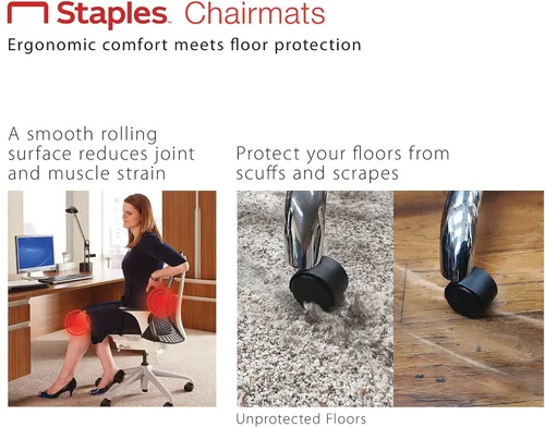 Miniatura 6 de Staples Tapete para silla de oficina, tapetes transparentes con borde, alfombras de pelo medio, cobertura extendida debajo del escritorio, 48 x 36