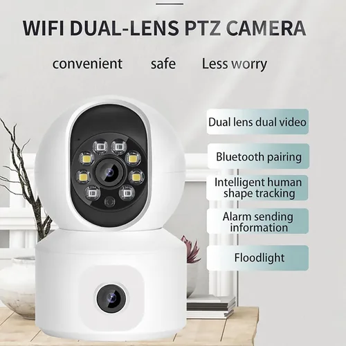 Miniatura 4 de Cámara de doble lente, cámara panorámica inteligente inalámbrica WiFi, vigilancia remota de 360 grados, seguimiento automático de vigilancia remota