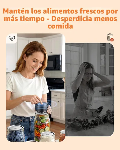 Miniatura 2 de Kit de sellado al vacío eléctrico de tarros Mason [actualizado en 2026] Sellador automático inalámbrico para frascos de boca ancha y regular