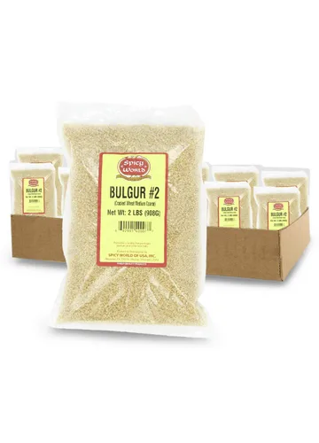 Spicy World Bulgur - Trigo agrietado mediano #2 cultivado en Estados Unidos, bolsa de 2 libras (32 onzas), ideal para tabulé (paquete de 12)