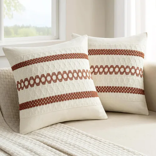 Miniatura 18 de MIULEE Fundas de almohada lumbares decorativas bohemias, cojín de algodón retro, tejidas de macramé para decoración del hogar para cama, sofá, neutro