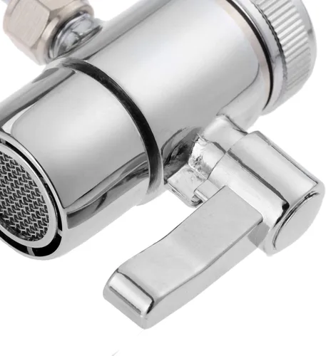 Miniatura 5 de Yetaha Válvula desviadora de grifo, divisor de fregadero cromado pulido de metal, empuje para conectar, ajuste rápido para tubos de ósmosis inversa
