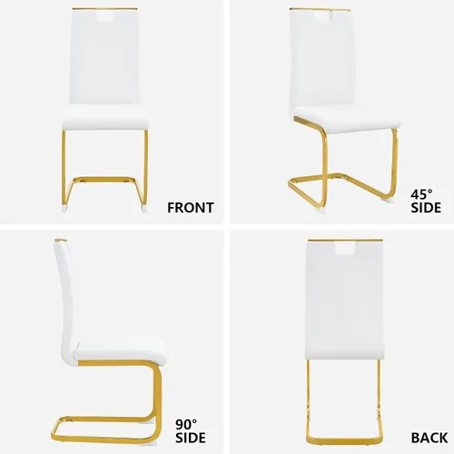 Miniatura 8 de cinkehome Juego de 6 sillas de comedor modernas, con respaldo alto, tapizada de piel sintética, sin brazos, con patas de metal para cocina, comedor