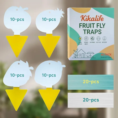 Miniatura 7 de Trampa para moscas de frutas y mosquitos de hongos, paquete de 40 trampas adhesivas amarillas para mosquitos para plantas de casa