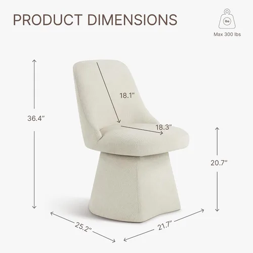 Miniatura 2 de KISLOT Juego de 2 sillas giratorias de comedor, silla de escritorio acolchada de mediados de siglo con respaldo alto, sillas de cocina de tela