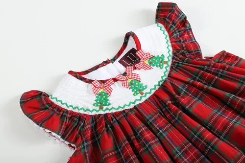 Miniatura 3 de Lil cactus Vestido de obispo fruncido navideño para bebés y niñas