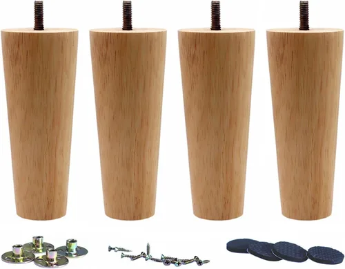 WEICHUAN Patas de Madera Maciza Redondas de Repuesto para Sofá Sillón Silla Otomana Sofá de Dos Plazas Mesa de Café Gabinete Muebles (6" Rectas