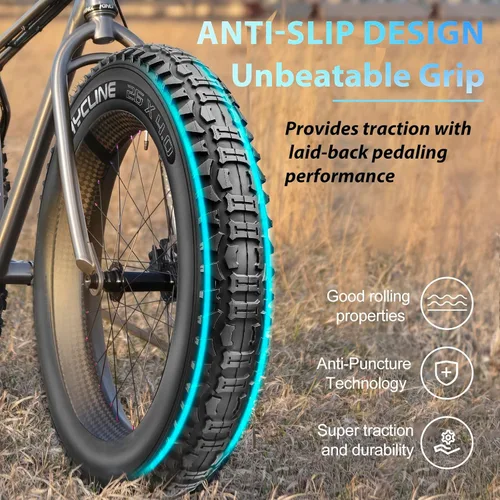 Miniatura 2 de Hycline Neumático de repuesto para bicicleta Ebike: 20x4.0/26x4.0 pulgadas, neumáticos eléctricos resistentes plegables de grasa, neumáticos