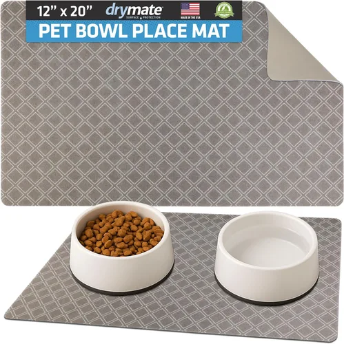Miniatura 38 de Drymate Mantel individual con tazón para mascotas, tapete de alimentación para perros y gatos, tela absorbente, respaldo impermeable, Madera