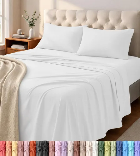 Miniatura 17 de Utopia Bedding Juego de sábanas tamaño individual – Sábanas de punto de jersey de 3 piezas – Algodón – Sábanas elásticas suaves (individual, blanco)