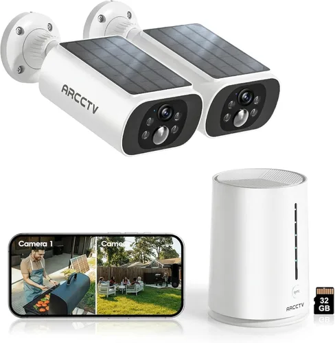 Miniatura 8 de ARCCTV Cámaras de seguridad solares inalámbricas para exteriores, kit de 4 cámaras, sistema inalámbrico de cámara de seguridad solar de 4 MP, visión