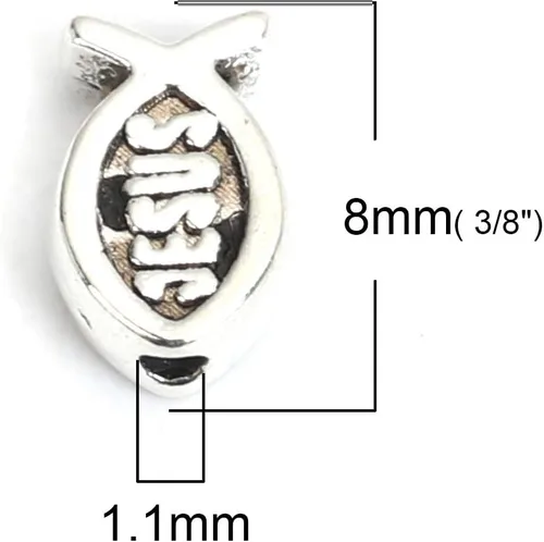 Miniatura 2 de JGFinds Abalorios espaciadores de animales, paquete de 95 con agujero de 0.06 pulgadas, Zinc, No es una piedra preciosa Jesús Pez Religioso