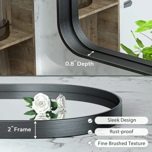 Miniatura 98 de TokeShimi - Espejo para pared de baño, espejo de tocador con marco de metal de aleación de aluminio mate cepillado e inoxidable, decoración rústica