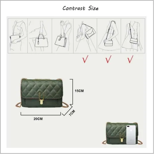 Miniatura 3 de Hanbella - Bolso cruzado para mujer, bonito bolso de hombro de cuero acolchado con correa de cadena dorada para adolescentes y niñas, bolso de mano