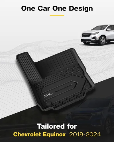 Miniatura 2 de 3W Alfombrillas de piso para Chevy Equinox 2018-2023 2024/Alfombrillas de piso GMC Terrain, TPE para todo clima con ajuste personalizado