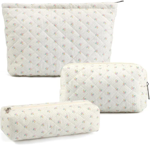 Miniatura 18 de Juego de 3 bolsas de maquillaje para niñas y mujeres, organizador de viaje, bolsa de aseo de baño, bolsa de almacenamiento de gran capacidad