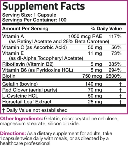 Miniatura 8 de Bronson Suplemento vitamínico extra fuerte para cabello, piel y uñas con biotina para mujeres, 100 cápsulas