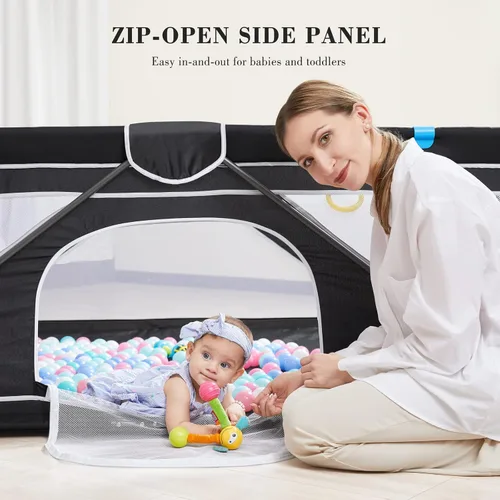 Miniatura 2 de ANGELBLISS Corralito plegable para bebés y niños pequeños, centro de actividades para bebés en interiores y exteriores con malla transpirable
