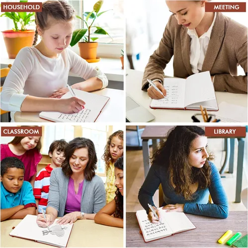 Miniatura 7 de Feela - Paquete de 5 cuadernos en blanco de tapa dura para la escuela, cuadernos de negocios clásicos con líneas cuadriculadas y soporte