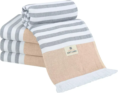 Miniatura 12 de American Soft Linen Peshtemal - Toallas de playa 100 % algodón, ligeras, sin arena, de secado rápido, para piscina de playa, 35 x 60 pulgadas, azul