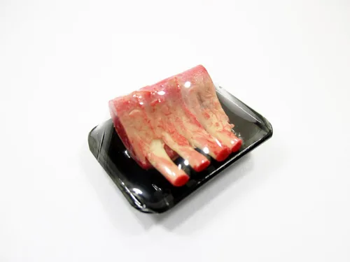 Miniatura 4 de Casa de muñecas Alimentos en miniatura Costillas crudas Cerdo Carne Supermercado Alimentos Pack Bandeja 16721
