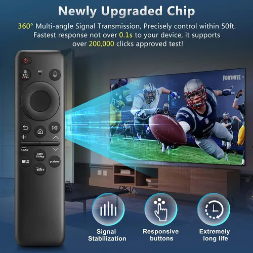Miniatura 5 de Control remoto de voz recargable para Samsung OLED Neo QLED Crystal UHD Frame Solar CU8000 DU8000 CU7000 DU7200 Q60C/D Q70C/D Q80C/D QN85C/D QN90C