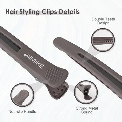 Miniatura 4 de AIMIKE Clips de seccionamiento de cabello con banda de silicona, clips de peinado con pico de pato sin arrugas para salón, corte y rodillos