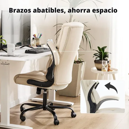 Miniatura 5 de DUMOS Silla de oficina de piel sintética, sillas de escritorio ergonómicas ejecutivas para computadora con reposabrazos abatibles ajustables, silla
