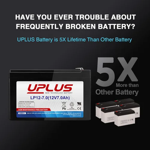 Miniatura 3 de UPLUS - Batería de alarma de seguridad de 12V 7Ah, batería recargable SLA para alarmas de incendio domésticas, puertas de garaje, Razor E200 E200S