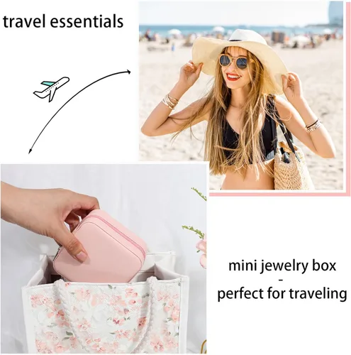 Miniatura 3 de Joyero de viaje, pequeño organizador de joyas de viaje, joyero portátil, mini organizador de almacenamiento, caja de almacenamiento portátil
