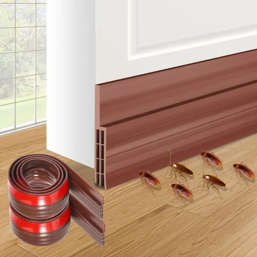 Miniatura 6 de Tapón autoadhesivo para barrido de puerta, color camello, para el hogar, burlete de goma debajo de la puerta para puertas interiores, aislamiento