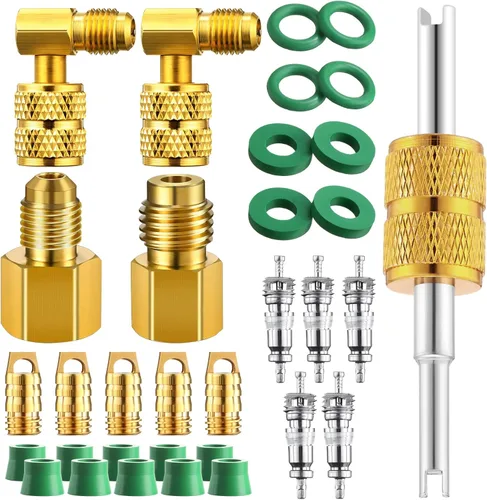 Miniatura 14 de Kit de adaptador R410a de 35 piezas de mini adaptador split 45° 90° manguera de refrigerante, 5/16 pulgadas hembra 1/4 pulgadas macho, 1/2 pulgadas