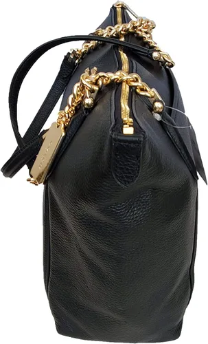 Miniatura 2 de Entrenador Ava Pebbled cuero cadena Tote para mujer (negrodorado)