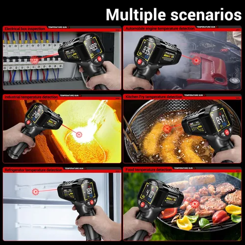 Miniatura 6 de ANENG Termómetro infrarrojo, pistola de temperatura láser digital LCD a color, sin contacto, -58℉-1112℉ (-58.0 °F a 1,112.0 °F), relación de punto