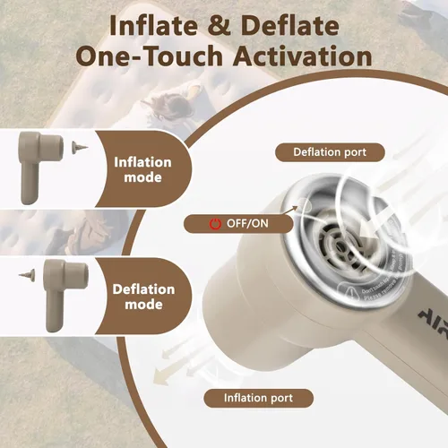 Miniatura 3 de AIRSPIRIT Bomba de aire máxima para inflables, ultrarápida 600L/min, bomba eléctrica de 13.79 Kpa, inflador portátil recargable de 2500 mAh