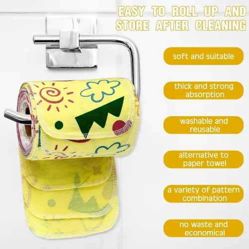 Miniatura 2 de VitalCozy 50 toallas de bidé reutilizables lavables para inodoro, toallitas de tela sin papel, toallas sin papel, algodón absorbente para cocina